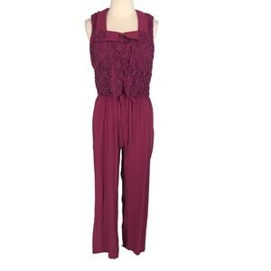 Wild Rose Jumpsuit Romper Lagenlook Sleeveless Size Large Vintage Mauve